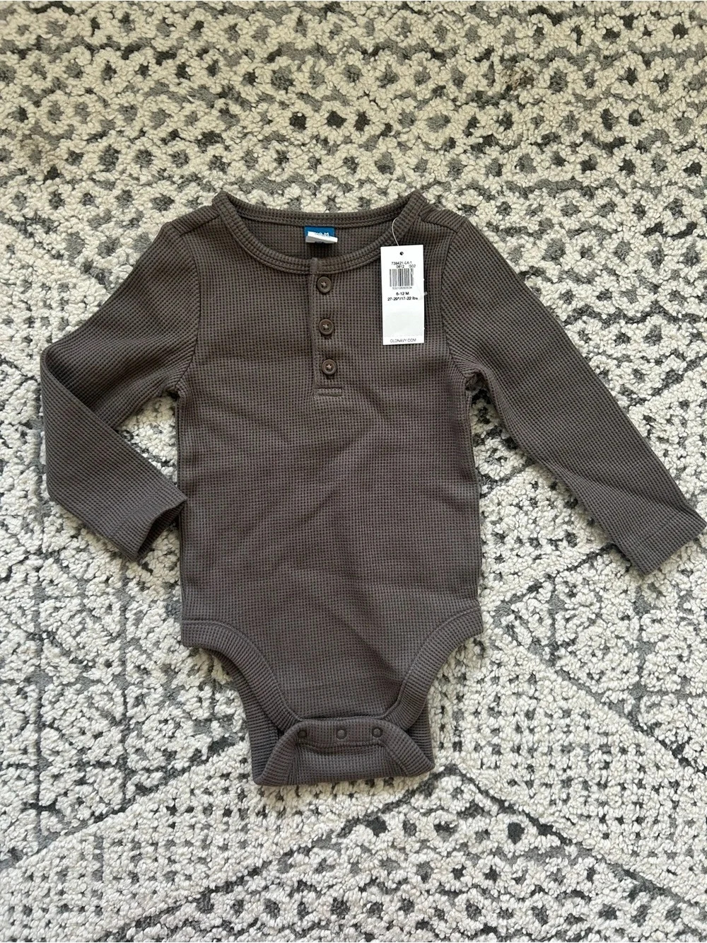 Old Navy Brown Waffle Henley Baby One-Piece